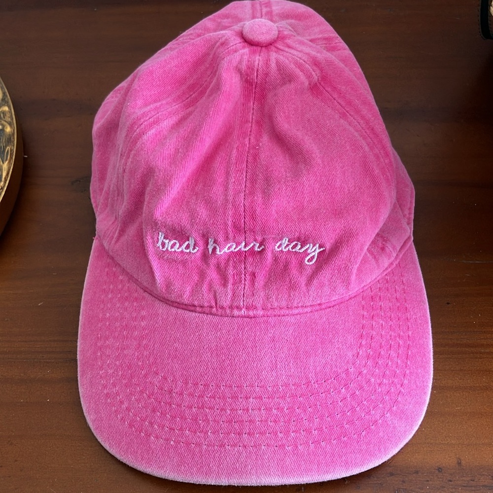 Bad hair day pink adjustable baseball cap EUC travel beach funny